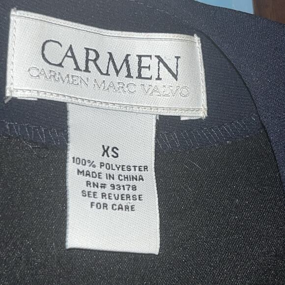 CARMEN MARC VALVO WOMEN'S Dark Blue SLEEVELESS TOP XS Zip Back,Silver Grommets - Picture 14 of 16